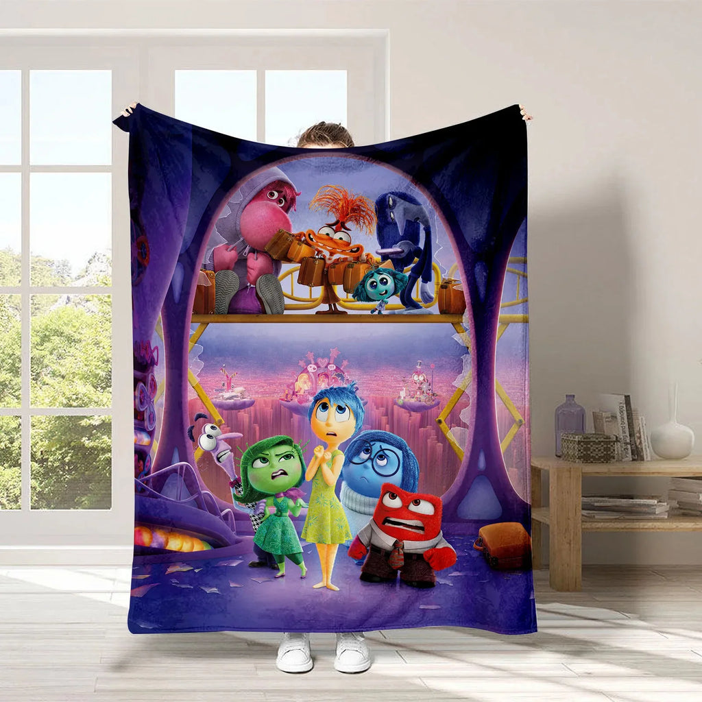 2024 New Inside Out 2 Plush Blanket Emotional Figures Summer Winter Flannel Blanket Soft Cozy Throw Sofa Bed Kids Birthday Gift