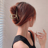 Gold Hollow Geometric Hair Claw – Metal Hairpin & Clip for Women