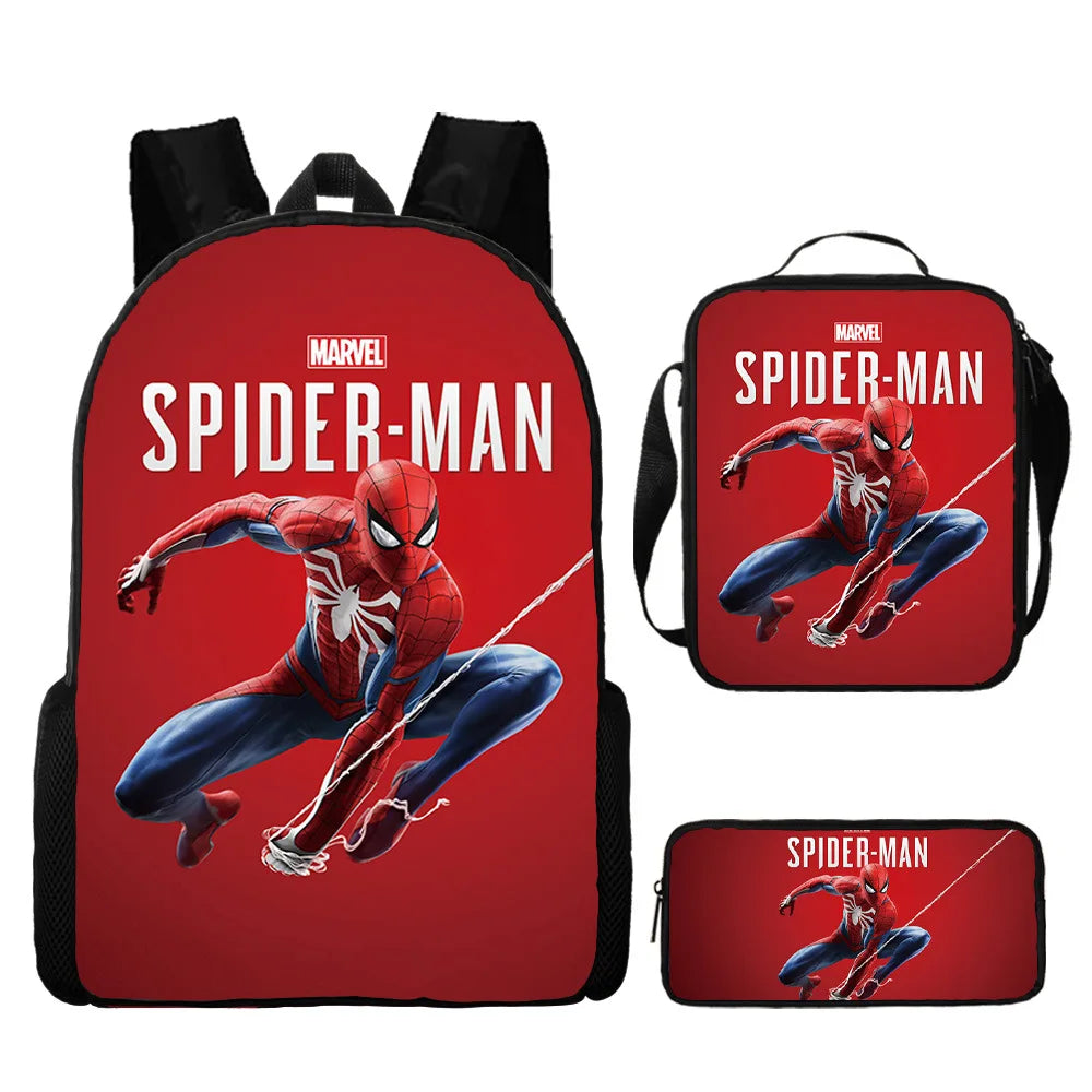 3pcs/set Spider Man Students Backpack Pencil Case Messenger Bag Wear-resistant Lightening Breathable Waterproof Schoolbag