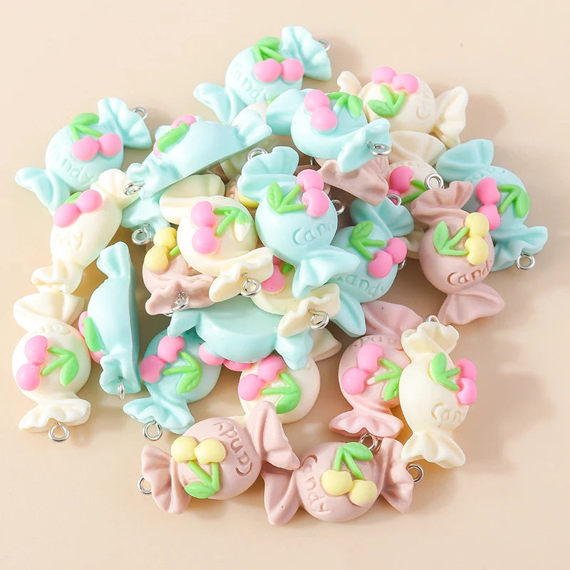 15pcs New Mix Kawaii Summer Vacation Pink Flower Heart Butterfly Ice Cream Star Resin Earrings Charms Diy Jewelry Making Pendant