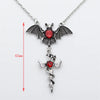 Brand New Halloween Retro Bat Red Drop Oil Cross Charm Alloy Ladies Necklace Punk Gothic Fashion Jewelry Gift 2022