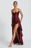 Articat Elegant Spaghetti Strap Satin Split Maxi Dress Women Sexy Backless Bodycon Party Evening Dress Summer Holiday Beachwear