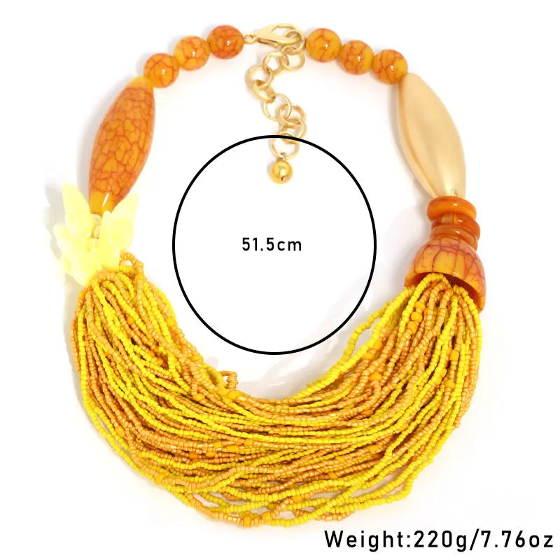 New Fashion Bohemian Statement Beads Necklace Handmade for Women Wedding Party Jewelry