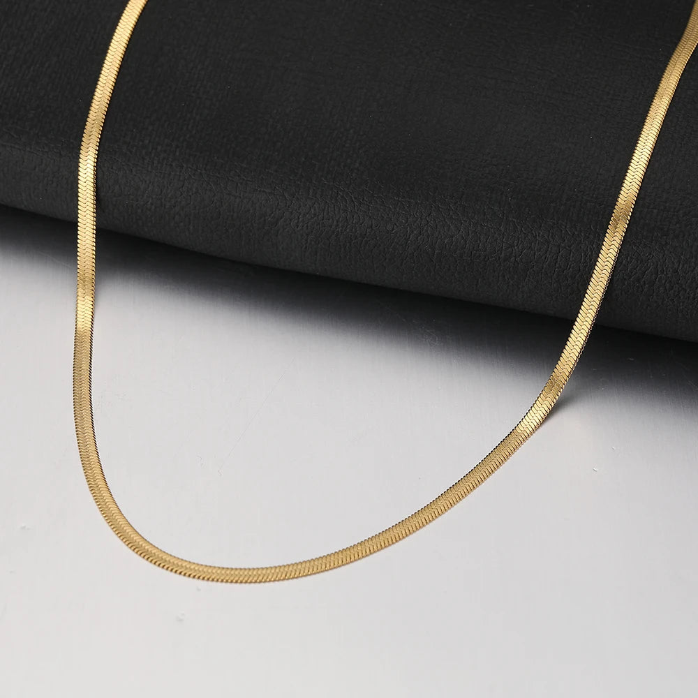 Stainless Steel Necklaces Herringbone Blade Snake Chain Light Luxury Unisex Clavicle Choker Men Necklace For Women Jewelry Gifts