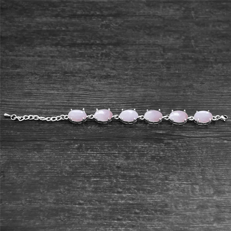 Vintage Oval Natural Jades Quartz Bracelet For Women Prong Natural Stone Amethysts Tiger Eye Lapis Lazuli Bracelets