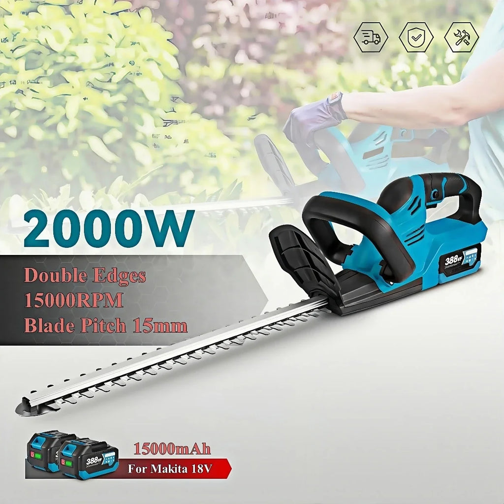 Brushed 2000W Electric Hedge Trimmer 15000RPM Lawn Mower Garden Landscaping Hedge Pruner Trimmer Tool For Makita 18V Battery Pin
