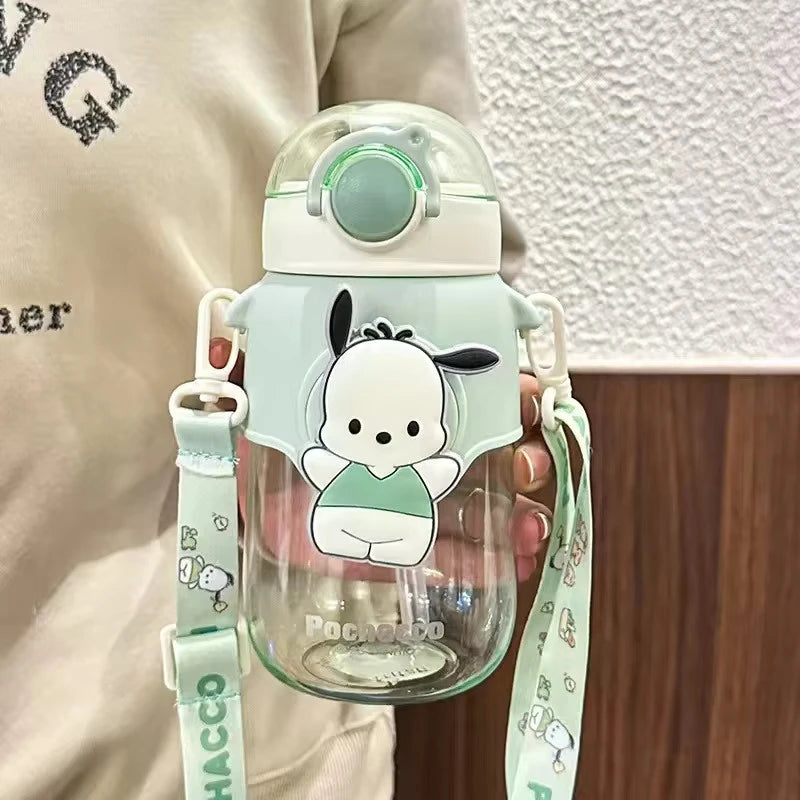 Sanrio Cinnamoroll Large Capacity Water Bottle Cartoon Kuromi Melody Portable Straw Water Cup for Outdoor Sports Fitness 690ml