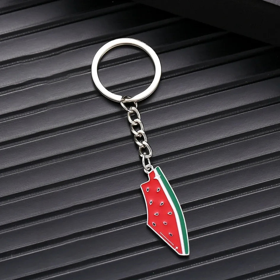Enamel Geometric Fruit Watermelon Keychain Cute Summer Fruit Simulation Watermelon Pendant Keyring Bag Car Accessories Jewelry