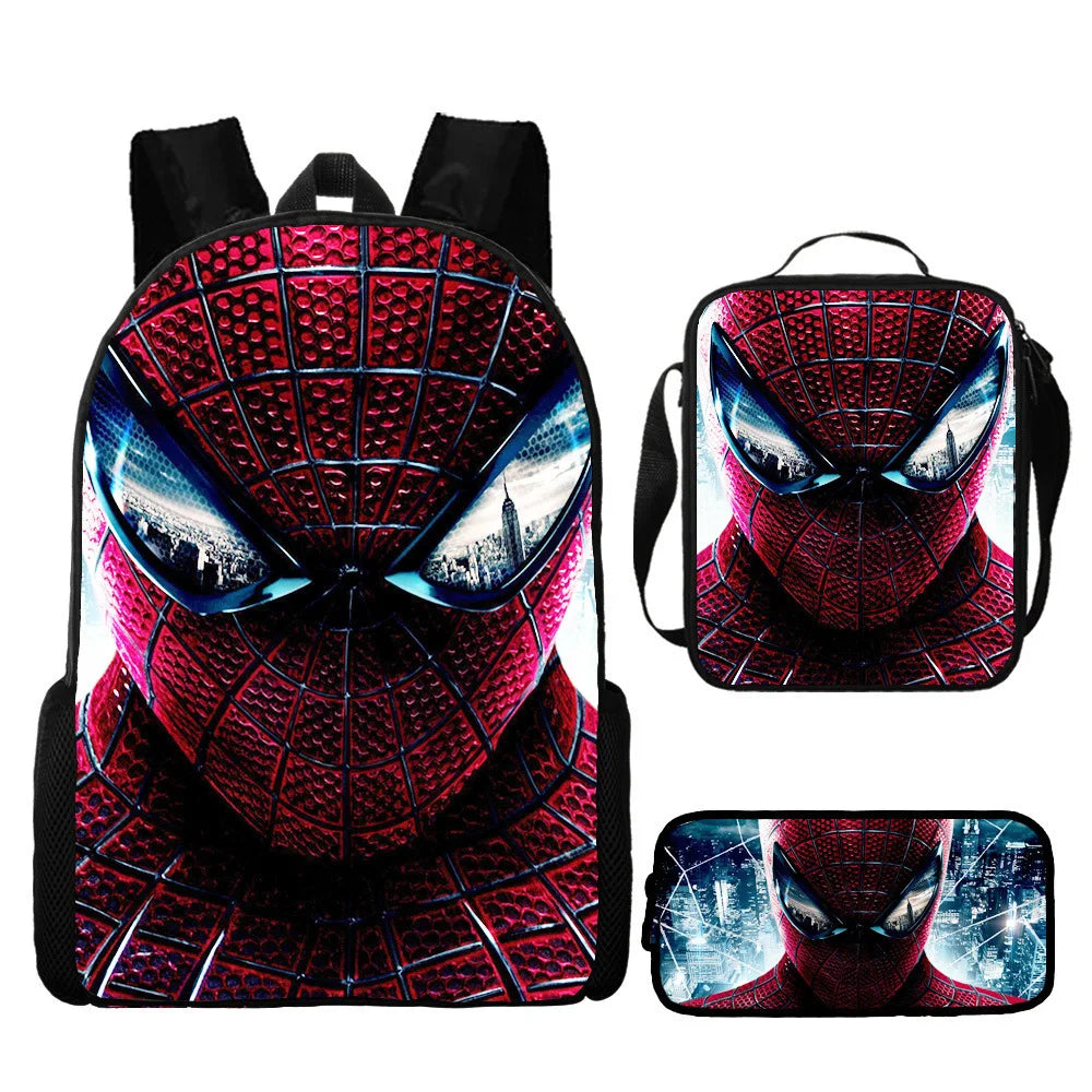 3pcs/set Spider Man Students Backpack Pencil Case Messenger Bag Wear-resistant Lightening Breathable Waterproof Schoolbag