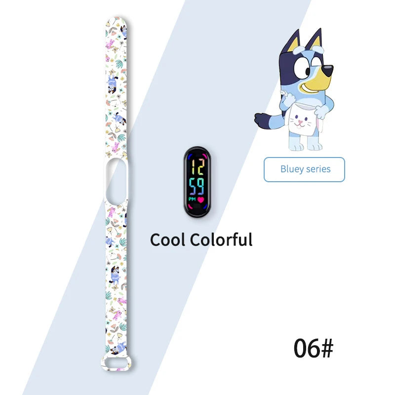 Bluey Bingo Family Printed Cartoon Electronic Watch Cool Colorful Waterproof Anime Toy Watch Wrist Strap Kids Birthday Gift