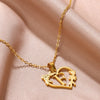 Gold Color Dainty Flower Initials Necklace Women Girl Stainless Steel Heart Letter Choker Necklace Best Gifts Alphabet Jewelry
