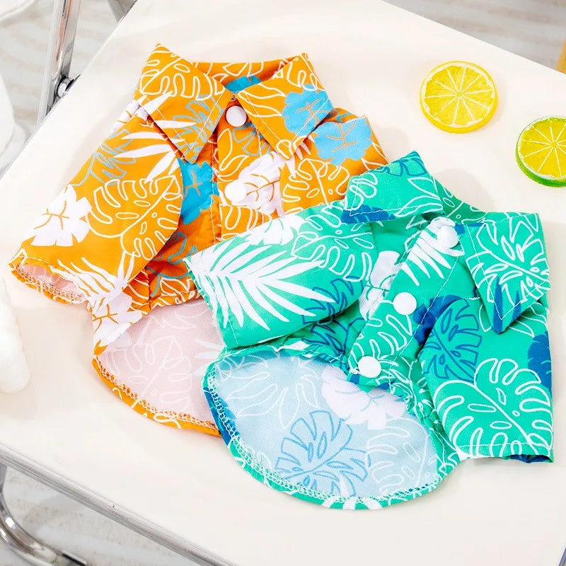 Summer Pet Clothes Hawaiian Style Pet Beach Dog Shirts Fashion Puppy Vest Coconut Print Cat Shirt Chihuahua Yorkies Pet Clothes