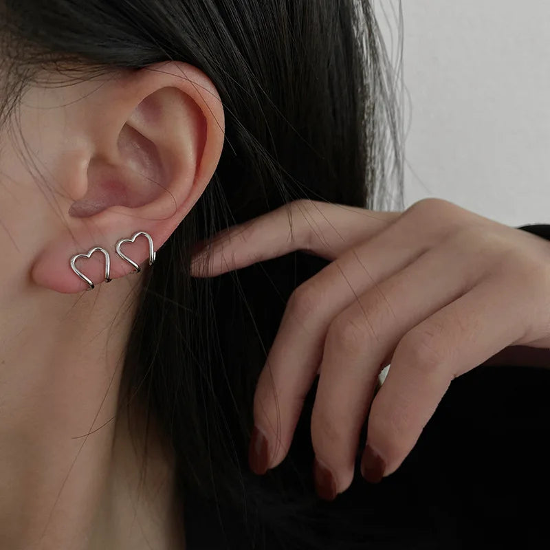 Korean Irregular Heart Ear Clip for Women Girls Painless Silicone Non-Piercing Ear Clip Ear Cuff Wedding Party Jewelry Gifts