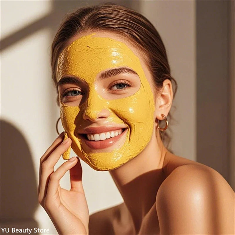 Turmeric Vitamin C Clay Mask Deep Cleansing Facial Improves Dark Spots Acne Hydrating Skin Care Tightens Skin Evens Skin Tone