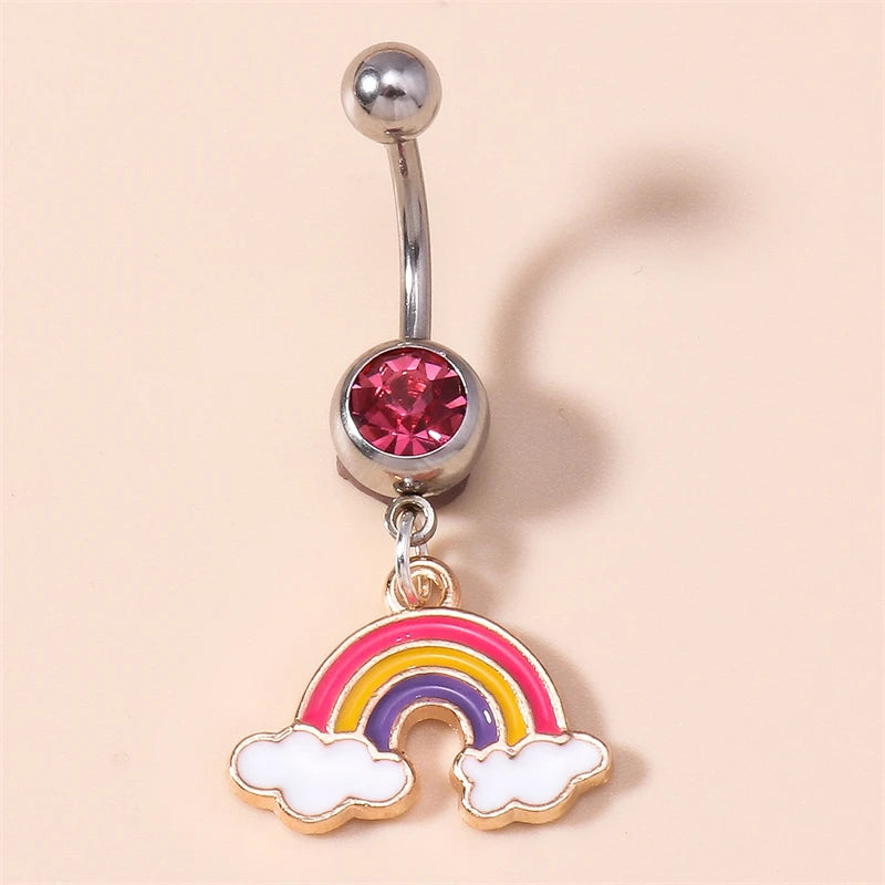 Fashion Fruit Cherry Belly Button Rings Sexy Navel Rings Belly Piercing Body Jewelry for Women Girl Party Holiday Jewelry Gifts