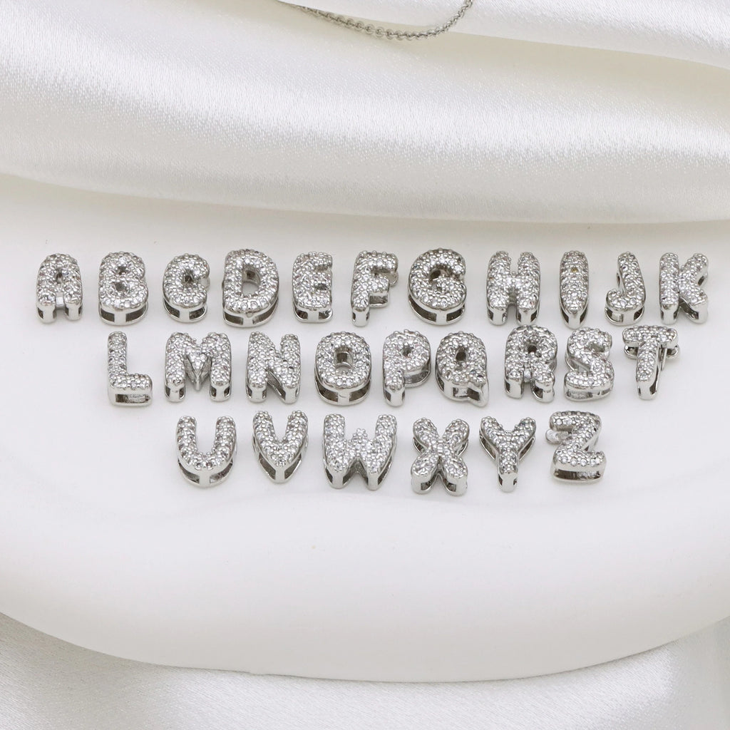 Customized Sparkling Zircon 3D Bubble Letter Name Necklace DIY 26 Initial Letter Necklace Jewelry Gift