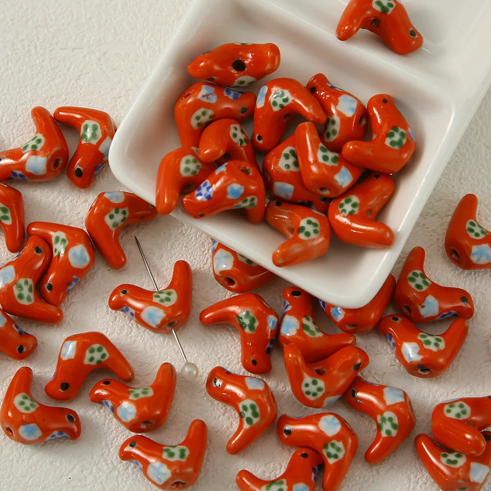 5pcs Hand Painted Little Bird Ceramic Beads For Jewelry Making Loose Spacer Porcelain Bead DIY Bracelet Earring Charm Pendant