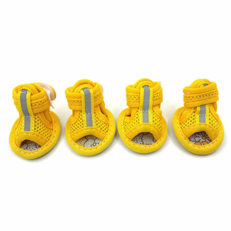 4pc/set Summer Non-slip Breathable Dog Shoes Sandals for Small Dogs Pet Dog Socks Sneakers for Dogs Puppy Blue Cat Shoes Boots