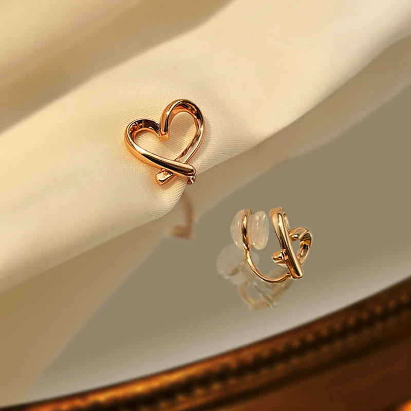 Korean Irregular Heart Ear Clip for Women Girls Painless Silicone Non-Piercing Ear Clip Ear Cuff Wedding Party Jewelry Gifts