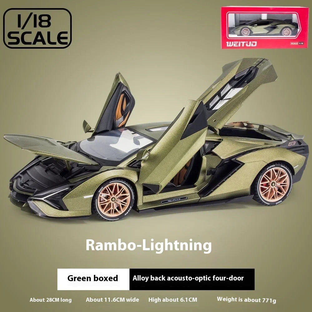1:18 Lamborghini SIAN FKP 37 sports car Diecast Metal Alloy Model car Sound Light Pull Back Collection Kids Toy Gifts