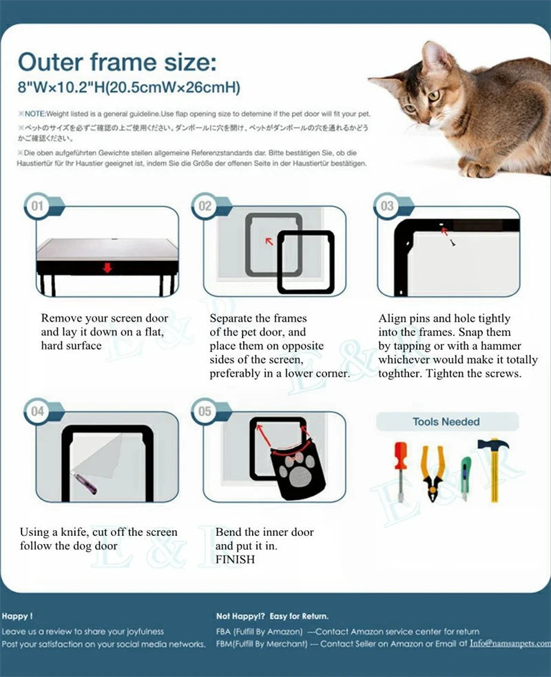 Large Small Dog and Cat Screen Door, Lockable Self-Closing Function, Sturdy Pet Door Easy Safe Freely Enter House Outdoor Window
