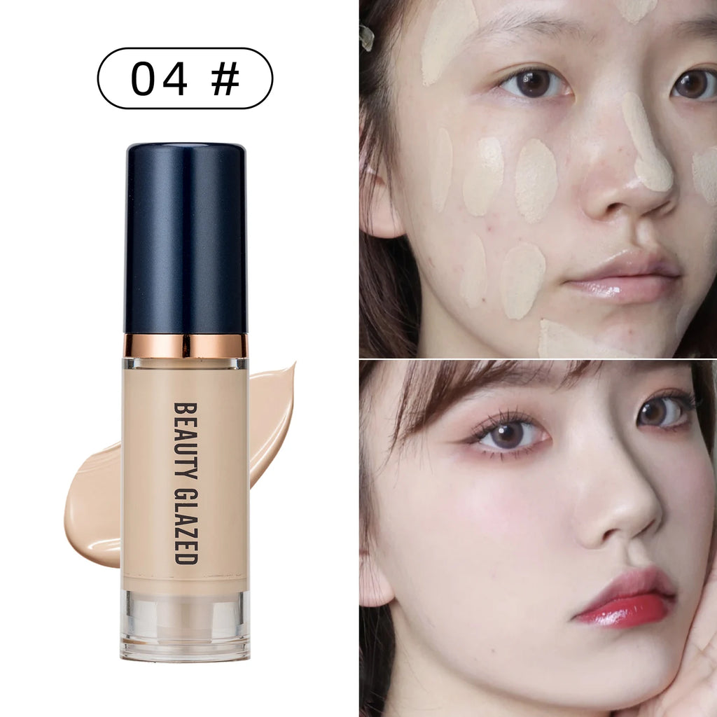 Beauty Glazed 6 Color Liquid Foundation Concealer - Full Coverage, Long-Lasting, Waterproof, Natural Effect,