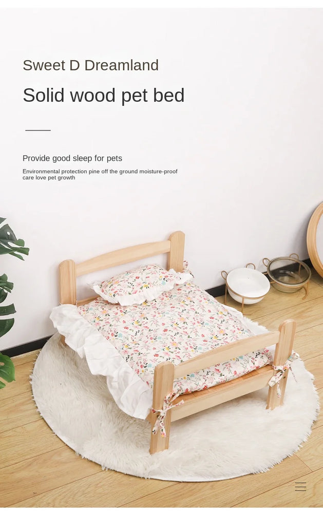 summer and winter four-season universal floor-standing wooden removable and washable princess bed cat bed