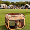 A Foldable Cat Bed with 0range Checked Prints. The Cat Maternity Ward Features Multi - sided Visible and Breathable Grids