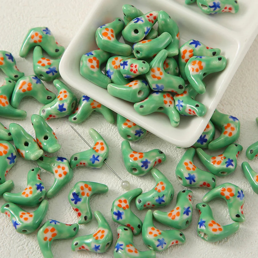 5pcs Hand Painted Little Bird Ceramic Beads For Jewelry Making Loose Spacer Porcelain Bead DIY Bracelet Earring Charm Pendant