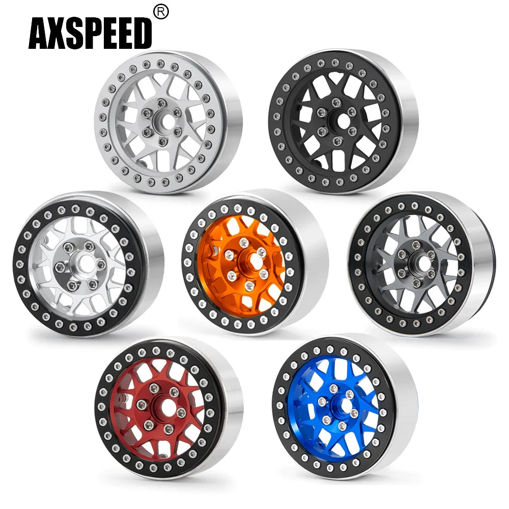 AXSPEED 4Pcs Metal 1.9"/2.2inch Beadlock Wheel Rims 25/35mm for Axial SCX10 Wraith TRX-4 D90 1/10 RC Crawler Car Upgrade Parts