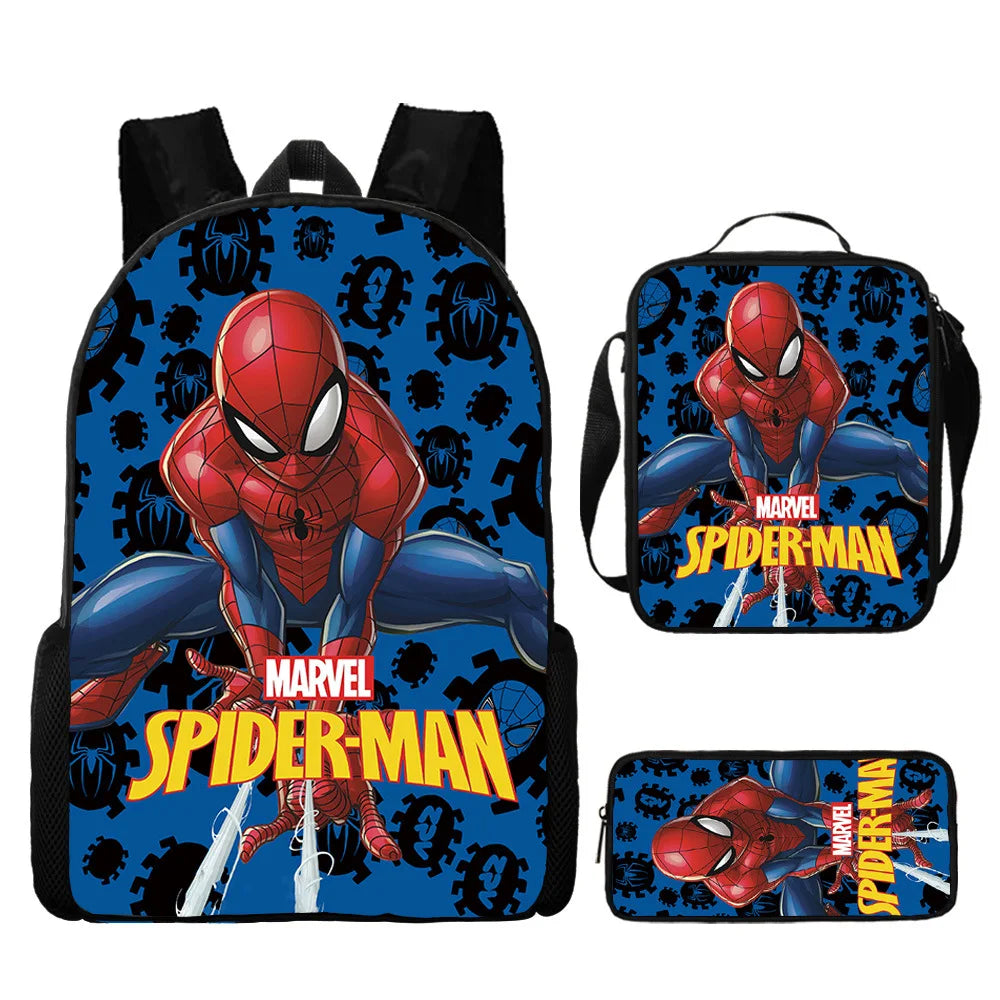 3pcs/set Spider Man Students Backpack Pencil Case Messenger Bag Wear-resistant Lightening Breathable Waterproof Schoolbag