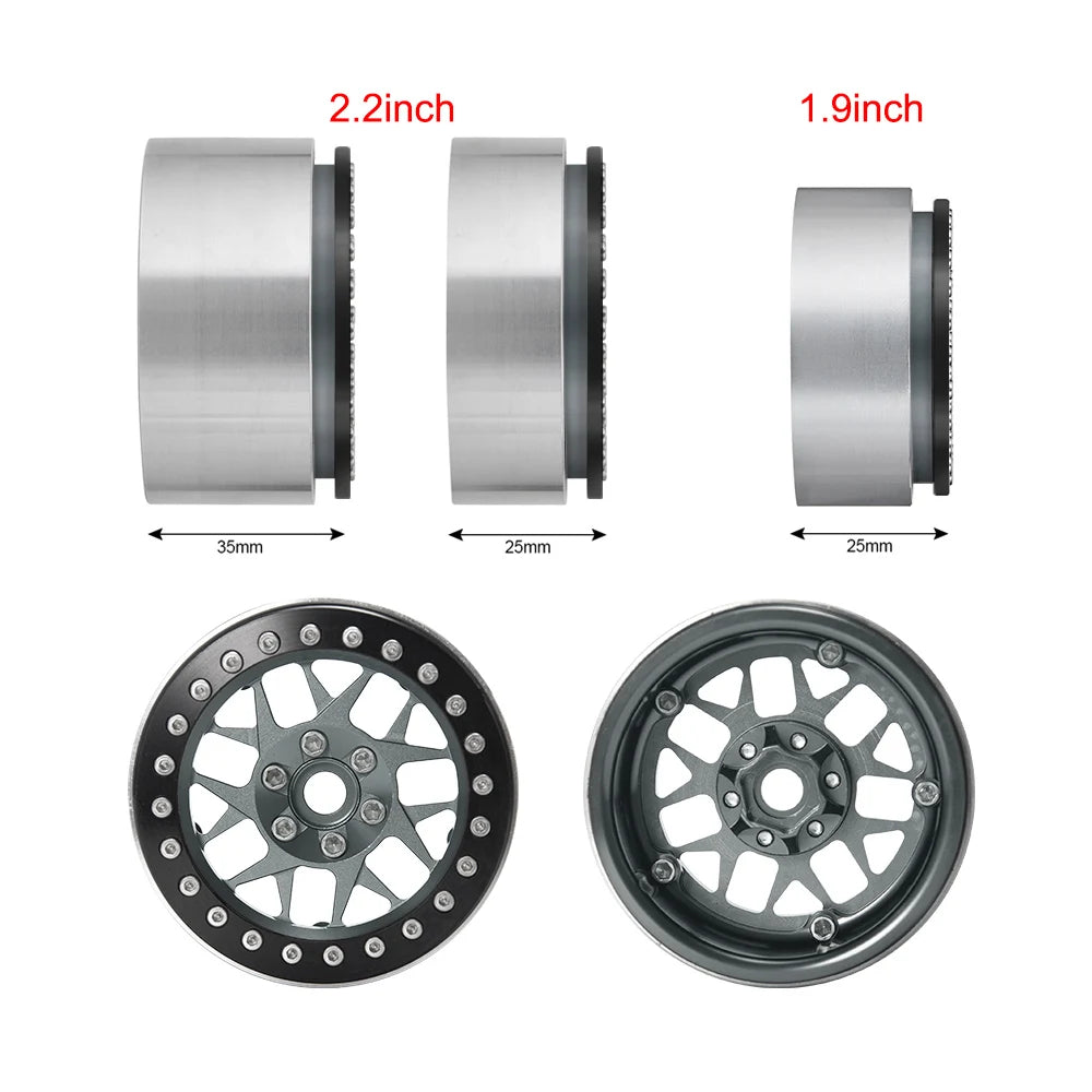 AXSPEED 4Pcs Metal 1.9"/2.2inch Beadlock Wheel Rims 25/35mm for Axial SCX10 Wraith TRX-4 D90 1/10 RC Crawler Car Upgrade Parts