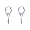 925 Sterling Silver Ear Needle key Pendant Hoop Earrings Gold Earrings For women Lock Pierced Earrings Fashion Party Jewelry