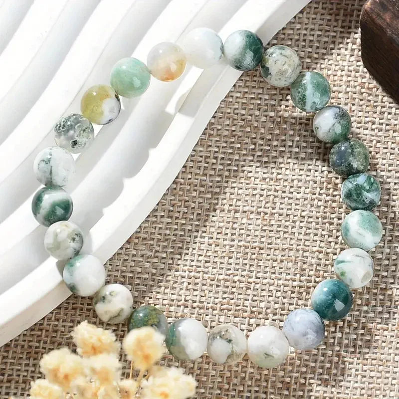 1 Piece Of Depression Healing Crystal Stone Bracelet. Dendritic Agate. Relieves Stress, Enhances Confidence And Eliminates Worry