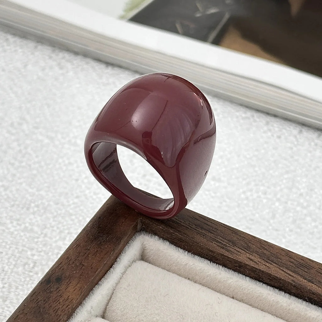 Boho Red Acrylic Resin Chunky Bangle Ring Set for Women on Hand Goth Geometric Charm Wide Hip Hop Metal Cuff Bangles Men Jewelry