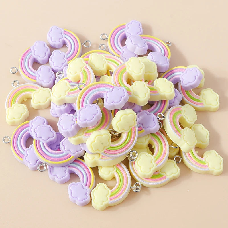 15pcs New Mix Kawaii Summer Vacation Pink Flower Heart Butterfly Ice Cream Star Resin Earrings Charms Diy Jewelry Making Pendant