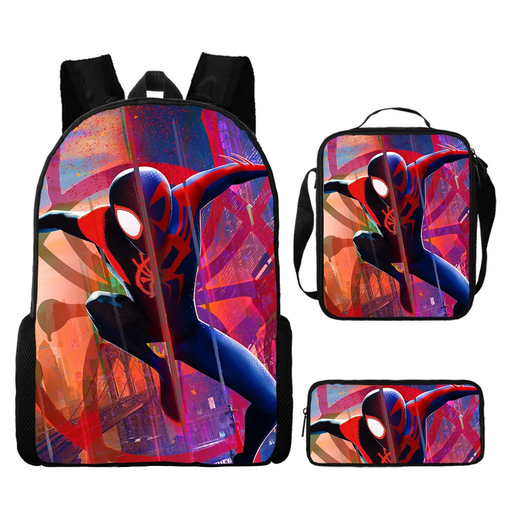 3pcs/set Spider Man Students Backpack Pencil Case Messenger Bag Wear-resistant Lightening Breathable Waterproof Schoolbag
