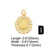 OCESRIO Cubic Zirconia Oval Virgin Mary Pendant for Necklace Copper Gold Plated Round Medal Jewelry Making Supplies pdta965