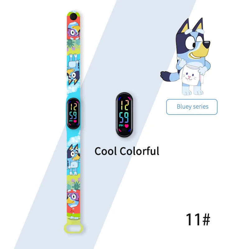 Bluey Bingo Family Printed Cartoon Electronic Watch Cool Colorful Waterproof Anime Toy Watch Wrist Strap Kids Birthday Gift