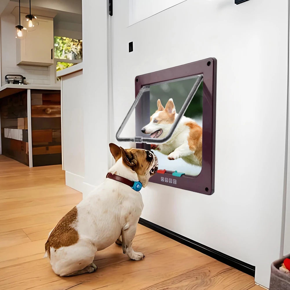 Cat Flap Door with 4 Way Security Lock ABS Plastic Gate Puppy Kitten Safety In/out Dog Cat Flap Door Kit Small Pet Supplies