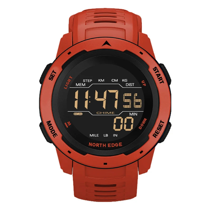 NORTH EDGE Mens Smart Watch Women Sportswatch Dual Time Running Pedometer Countdown Waterproof 50m Digital Alarm Military Clock