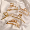 Gold Hollow Geometric Hair Claw – Metal Hairpin & Clip for Women