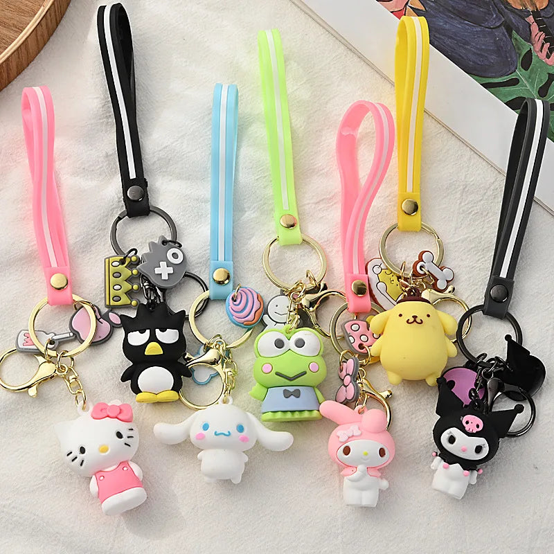 Sanrio Hello Kitty Keychain Kawaii Cartoon Kuromi Car Key Ring Melody Cute Cinnamoroll Backpack Pendant Ornaments Girls Gifts