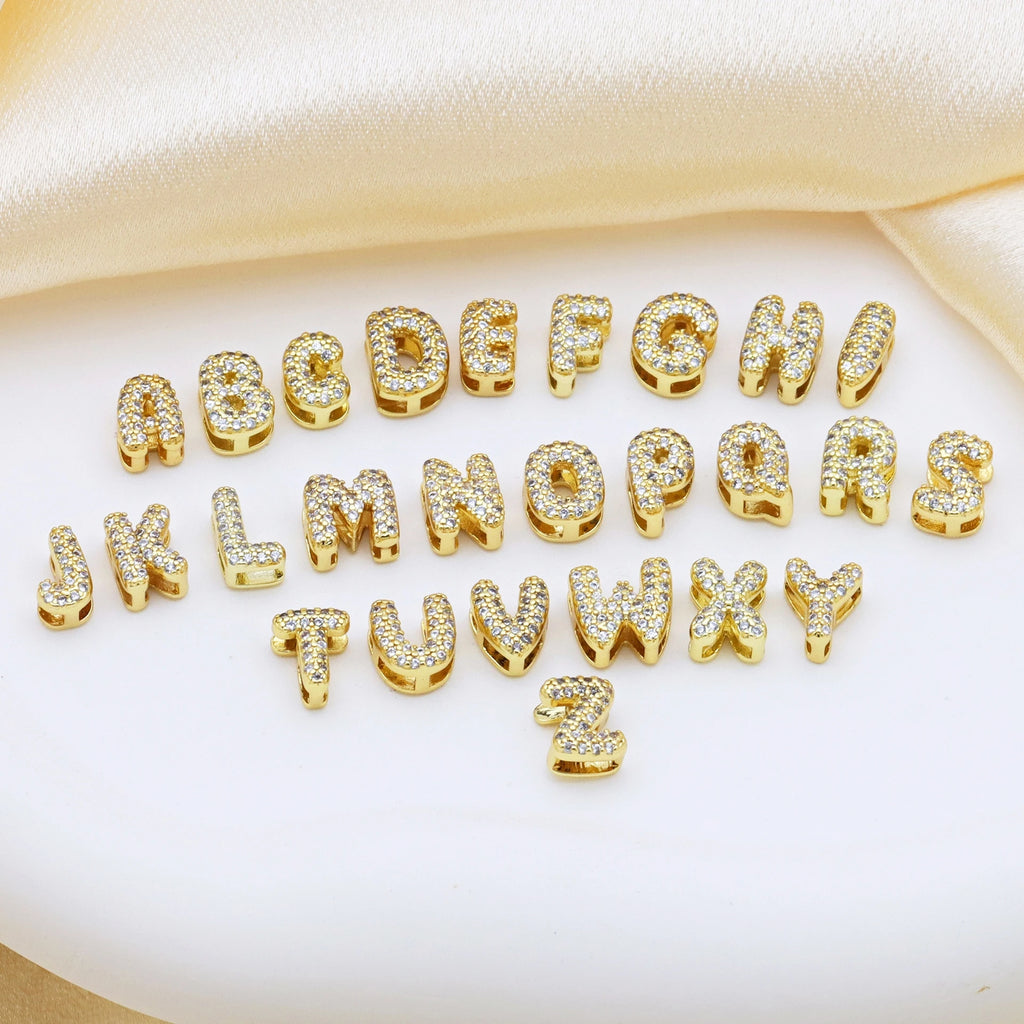 Customized Sparkling Zircon 3D Bubble Letter Name Necklace DIY 26 Initial Letter Necklace Jewelry Gift