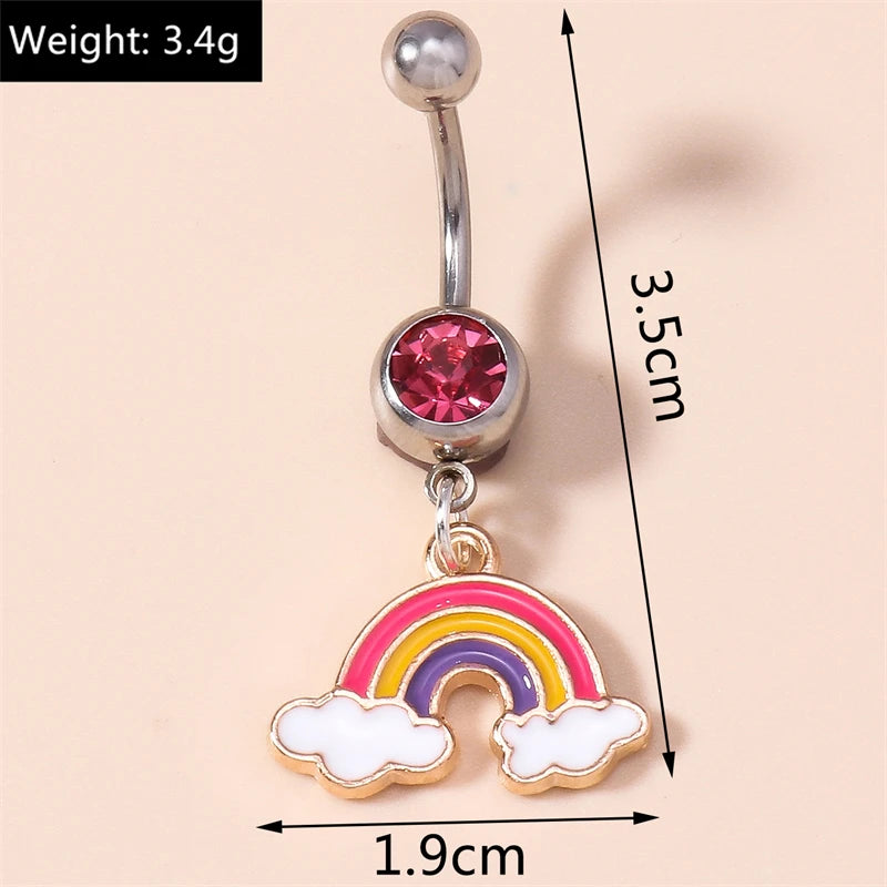 Fashion Fruit Cherry Belly Button Rings Sexy Navel Rings Belly Piercing Body Jewelry for Women Girl Party Holiday Jewelry Gifts