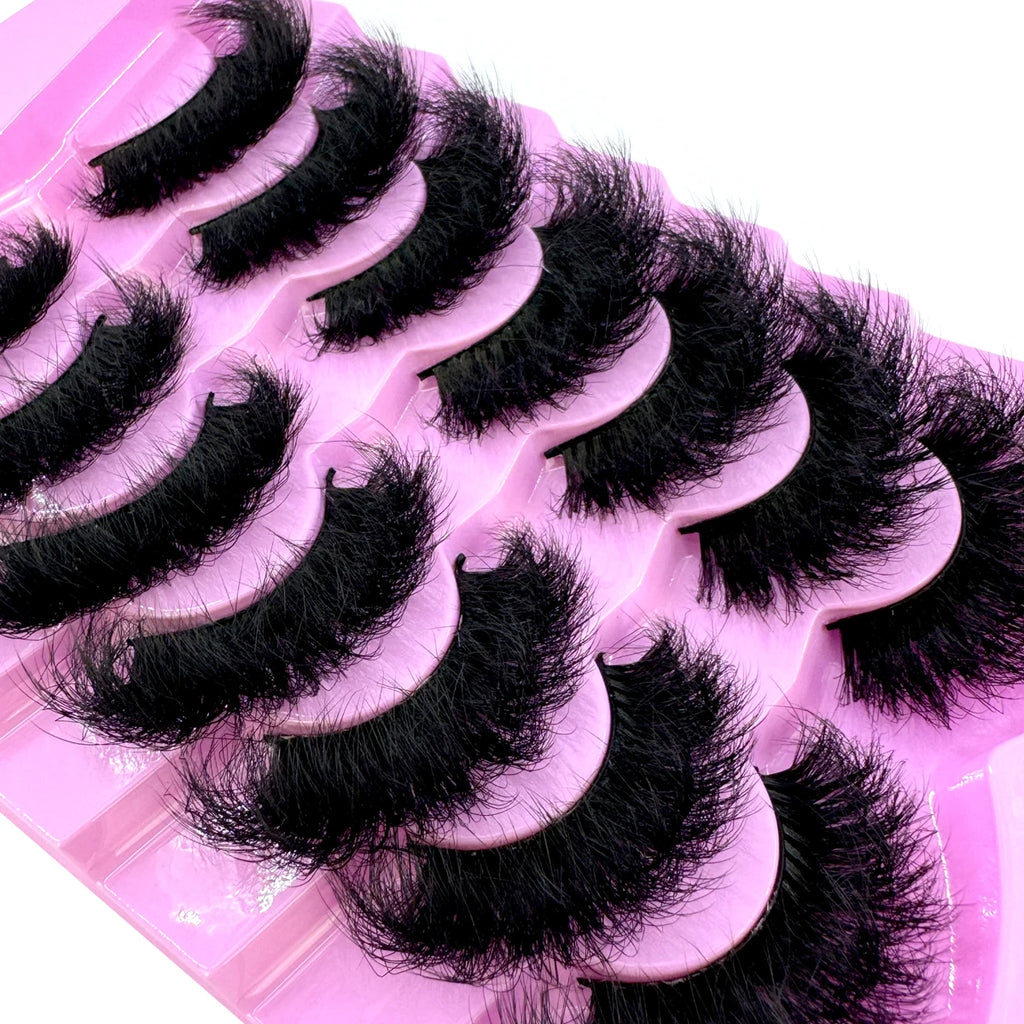 “7 Pairs 3D Mink Lashes Pack – 15-25mm Wispy Natural False Eyelashes Bulk with Custom Box, Wholesale Short Mink Lashes”