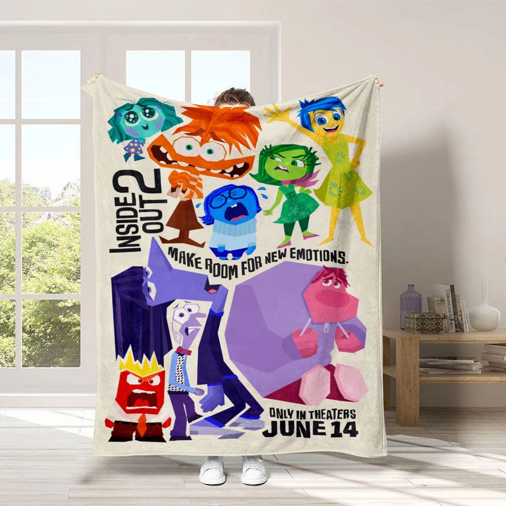 2024 New Inside Out 2 Plush Blanket Emotional Figures Summer Winter Flannel Blanket Soft Cozy Throw Sofa Bed Kids Birthday Gift