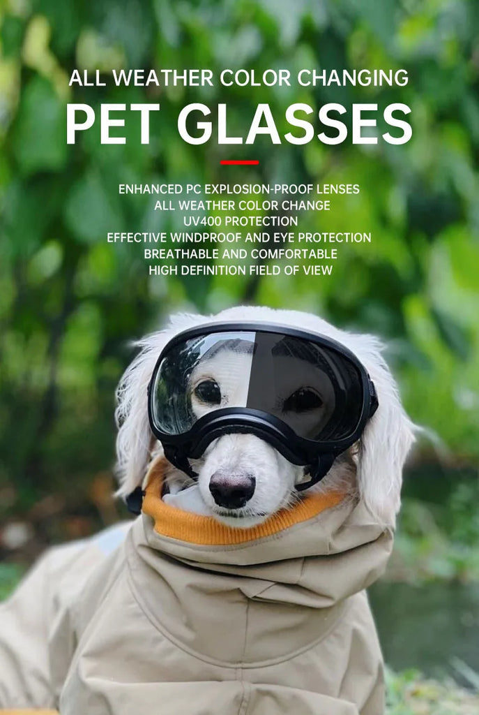 Color changing pet glasses, dog goggles, size dog sunglasses, snow glasses, UV resistant dog sunglasses