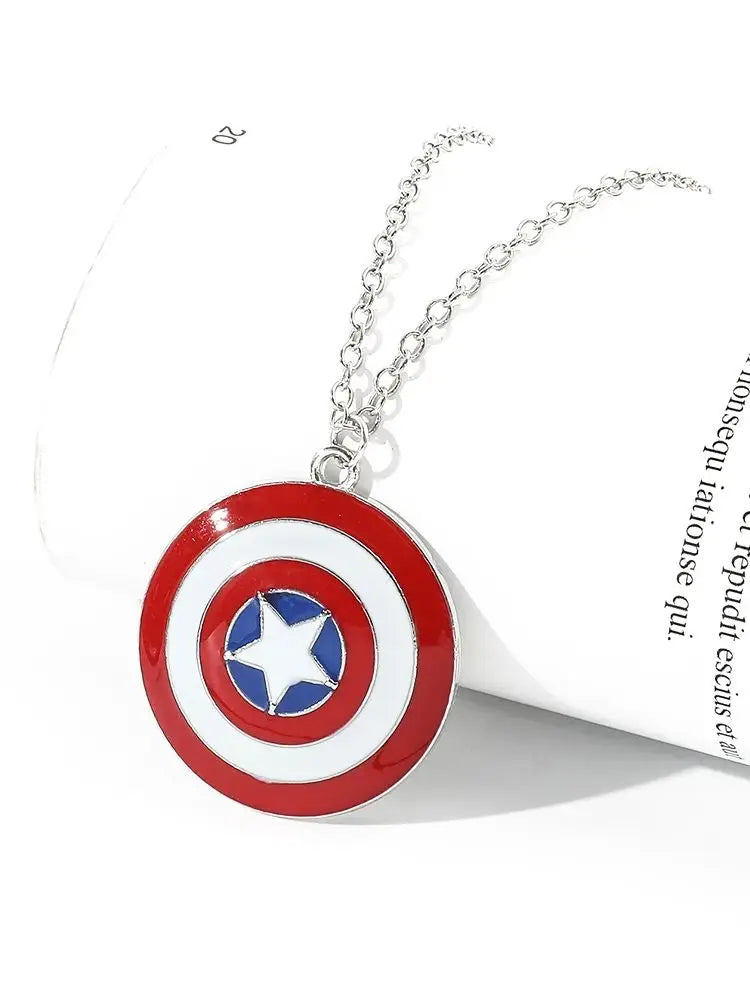 Marvel Superhero Captain America Necklace Round Pentagram Shield Pendant Neck Chain Fans Jewelry Gift