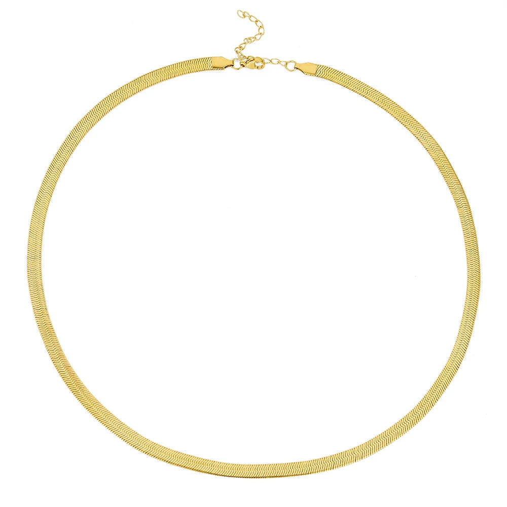 Stainless Steel Necklaces Herringbone Blade Snake Chain Light Luxury Unisex Clavicle Choker Men Necklace For Women Jewelry Gifts
